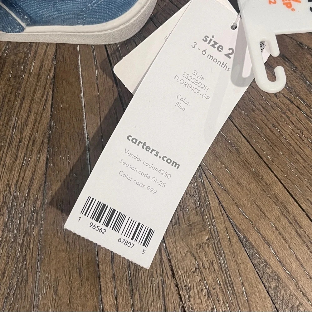 NWT Carter’s Baby Every Step First Walker Floral Denim Sneakers Spring Sz 2 3-6M